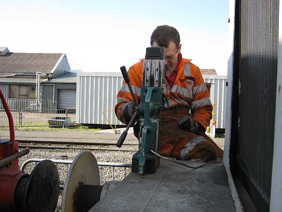 Andrew using the mag drill