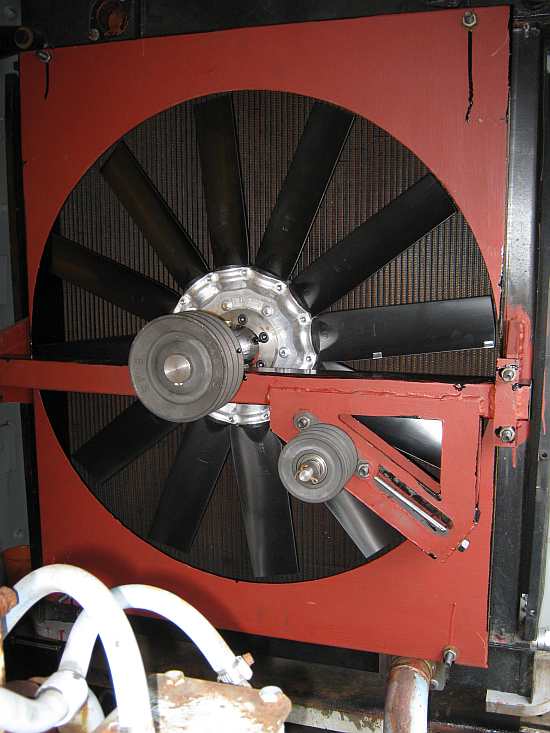 Radiator fan assembly and cowl in place
