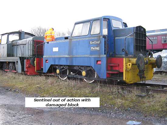Sentinel out of action with damaged block