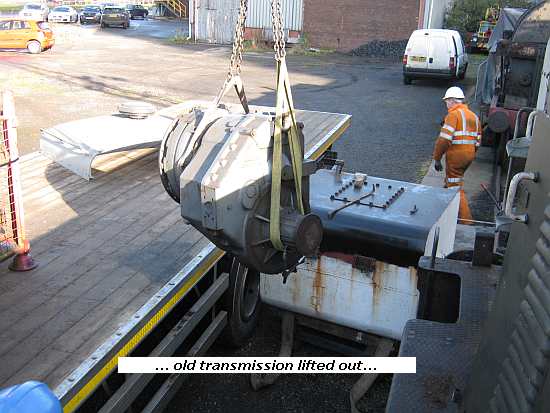 Old transmission lifted out