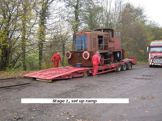 Setting up ramp to offload