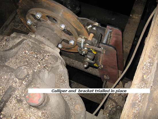 Beverley's calliper & bracket trialled in place