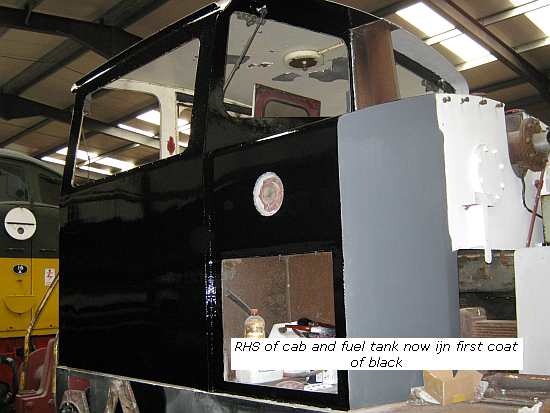 First coat of black paint on cab & fuel tank