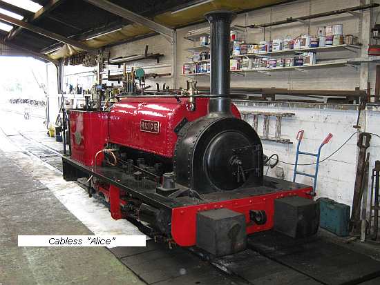 Cabless Alice in shed Bala Lake Railway