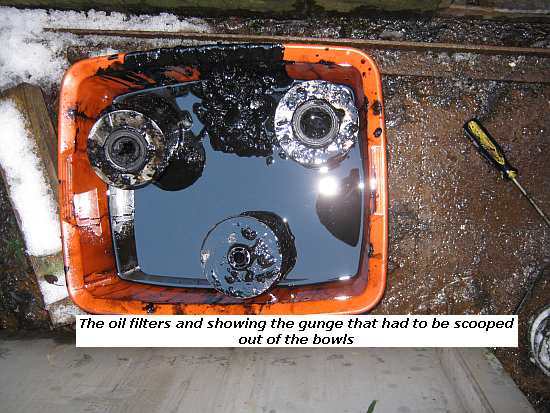Oil filters and the muck that was in them