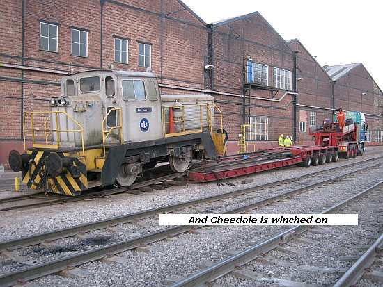 Cheedale is winched onto the trailer