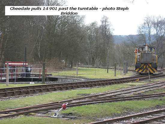 Cheedale pulls 14901 past the turntable