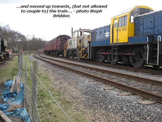 Cheedale & 14901 move up to train but not allowed to couple on