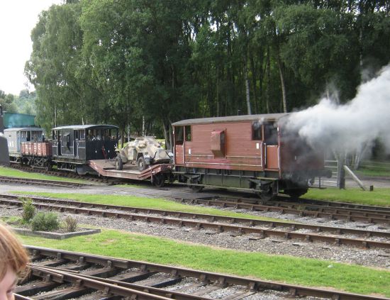 Enemy train with "hit" brake van