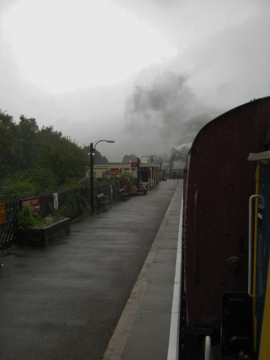 Austerity hauled train with 14901 on rear leaves Darley Dale