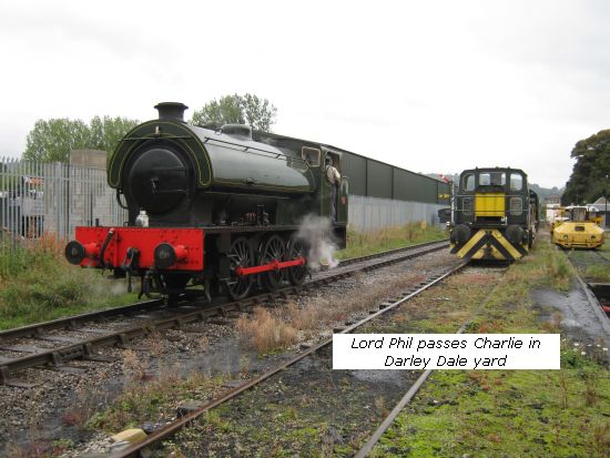 Lord Phil passes Charlie in Darley Dale yard