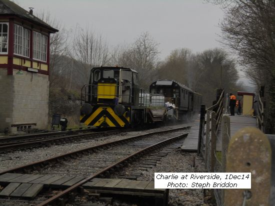 Charlie at Riverside with works train