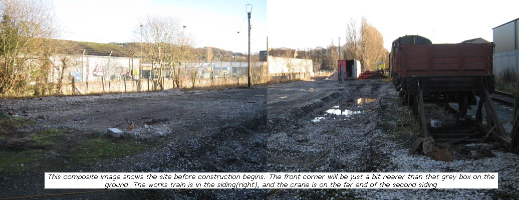Composite showing shed site before construction