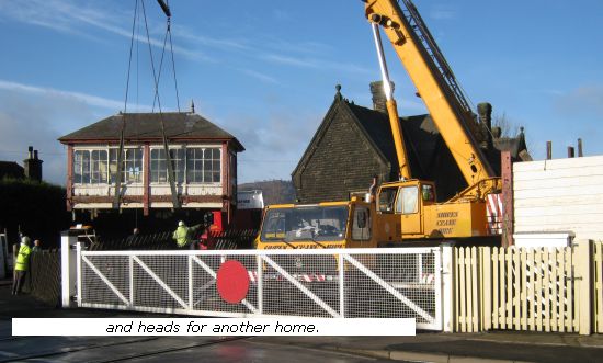 Signal box top being loaded for its journey