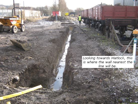 Looking toward Matlock, wall footings