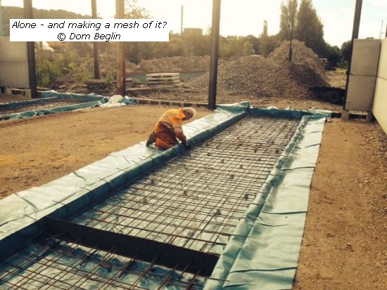 Pete laying mesh for the left hand shed track
