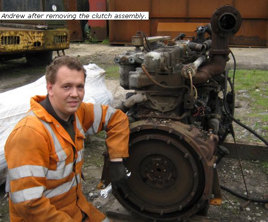 Andrew after removing clutch assembly from the ex-P&T tamper Rolls' engine