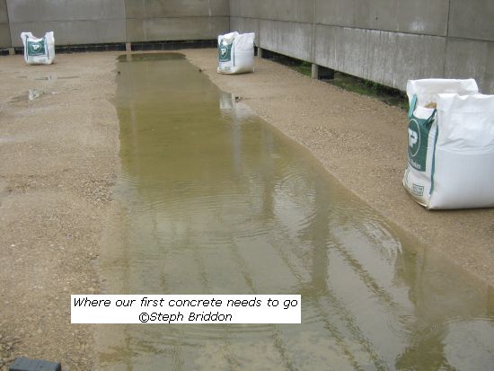 New shed - all the water is where first concrete track is needed