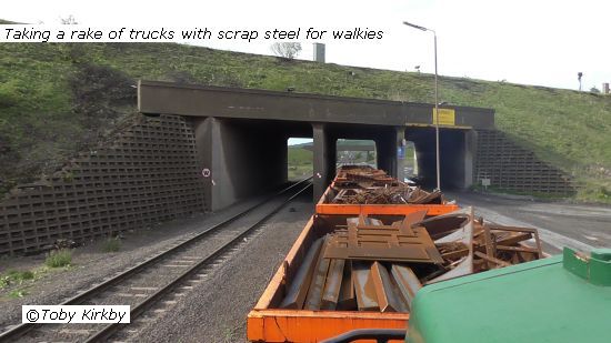 Scunthorpe, taking a rake of wagons of scrap for a ride