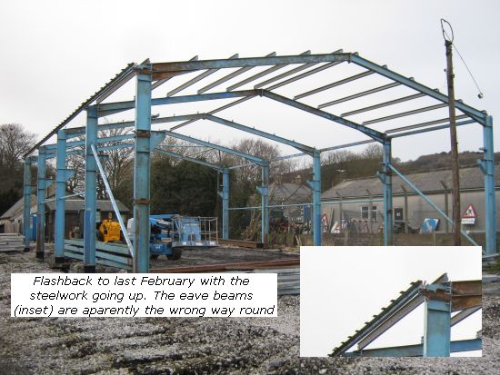 New shed - flashback to last February with steel work going up