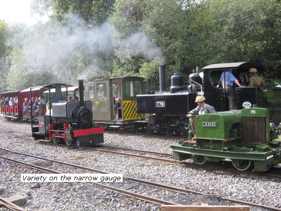 Apedale - cariety of narrow gauge, Balwin 4-6-0OT (back), Wren (left) and Simplaex