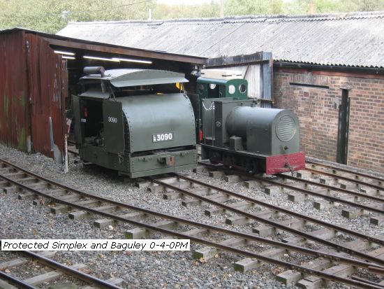 Apedale protected Simplex and Baguley 0-4-0PM