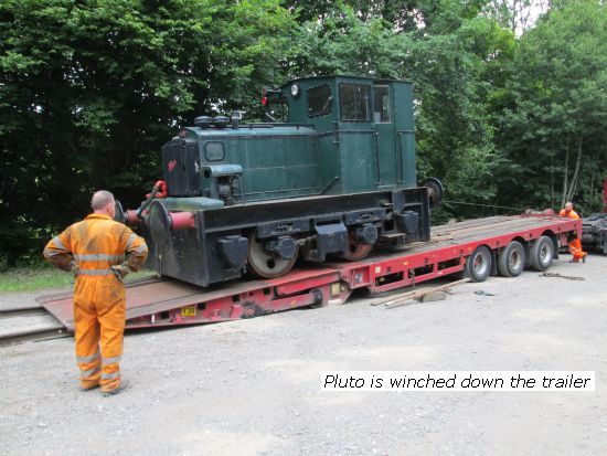 Pluto is winched off the trailer