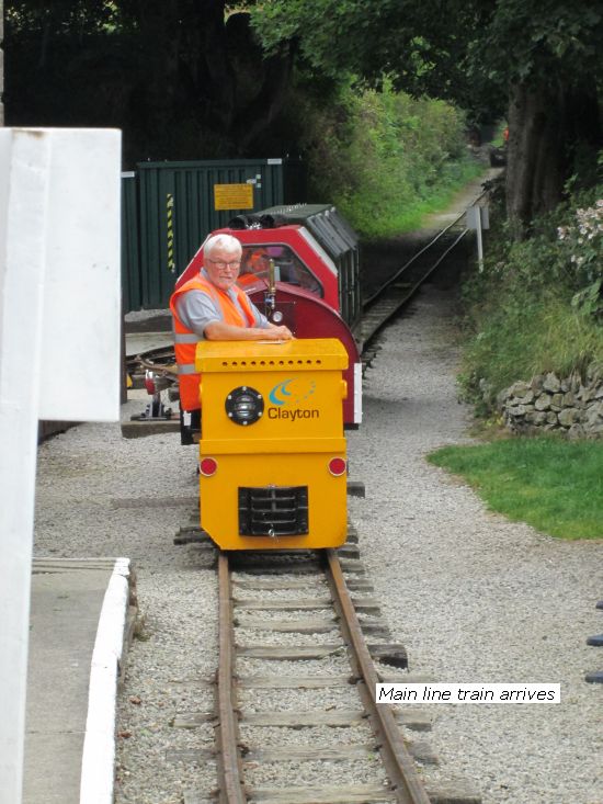 Steeple Grange mainline train arrives