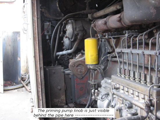 Cheedale engine bay and priming pump knob just visble