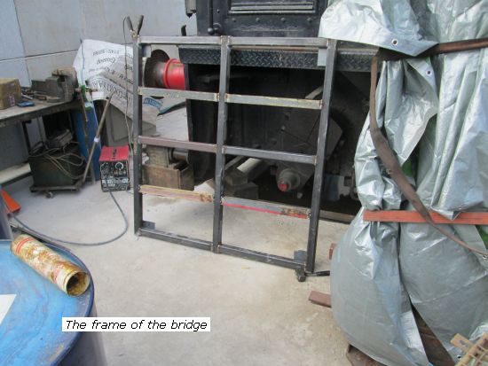 The frame for the bridge to get the forklift across the in shed tracks