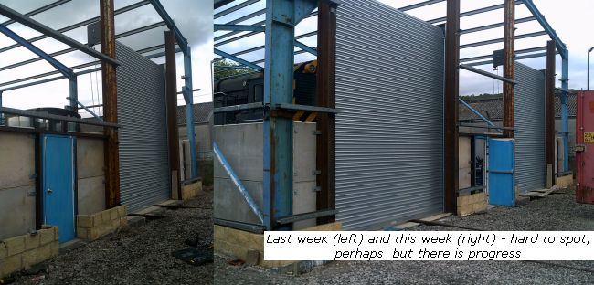 Composite image showing shed progress since last week