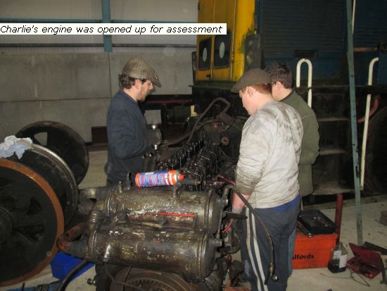 Charlie's engine opened up for assessment