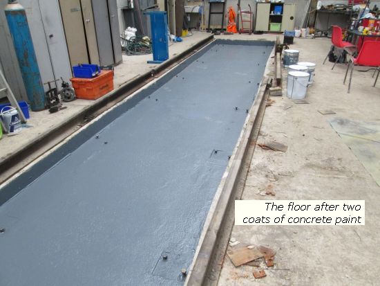 Shed floor after 2 coats of concrete paint