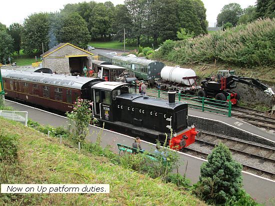 D2128 now on Up platform duties awaits to depart Midsomer Norton