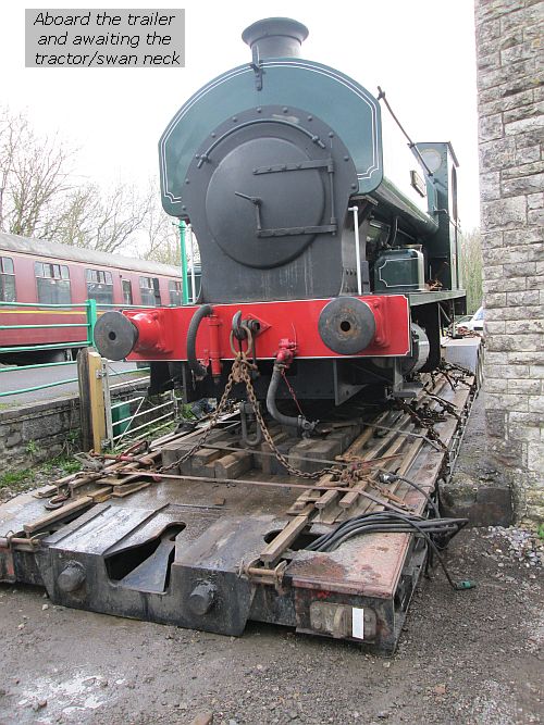 Aboard the trailer & awaiting the tractor/swan neck