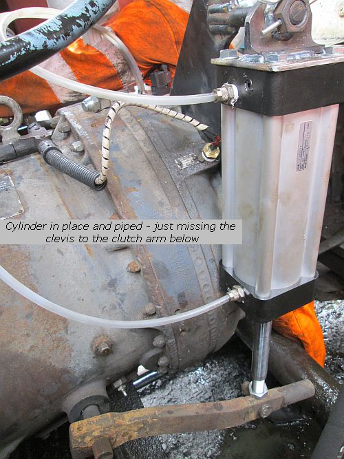 Cylinder in place and piped - just missing the clevis to the cluth arm below
