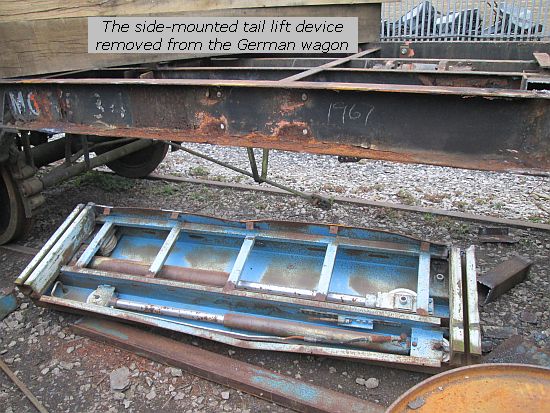 The side mounted tail lift device removed from the German wagon