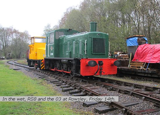 In the wet, RS8 and the 03 at Rowsley, Friday 14th