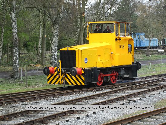 RS8 with paying guest, 873 on turntable in background (Darley Dale)
