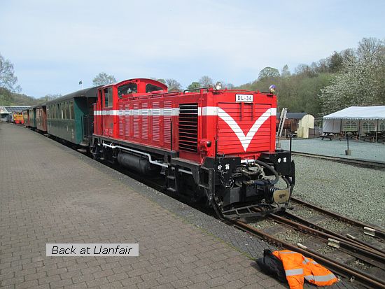 DL 34 test train 5 back at Llanfair
