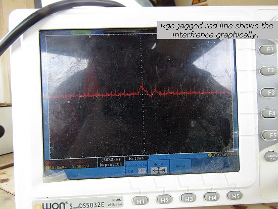 oscilloscope showing the interference on Alstom's loco