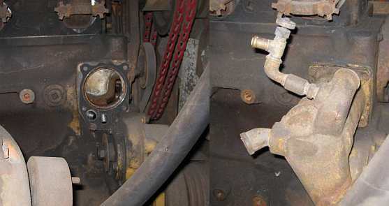Composite image, before/after on the oil cooler