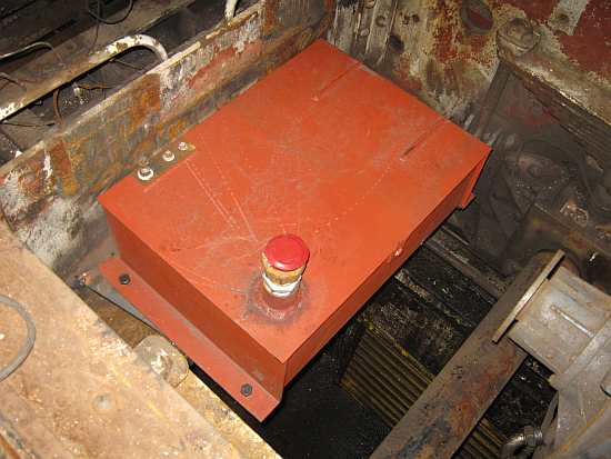 D2128 tank in place, transmission output flange to the right